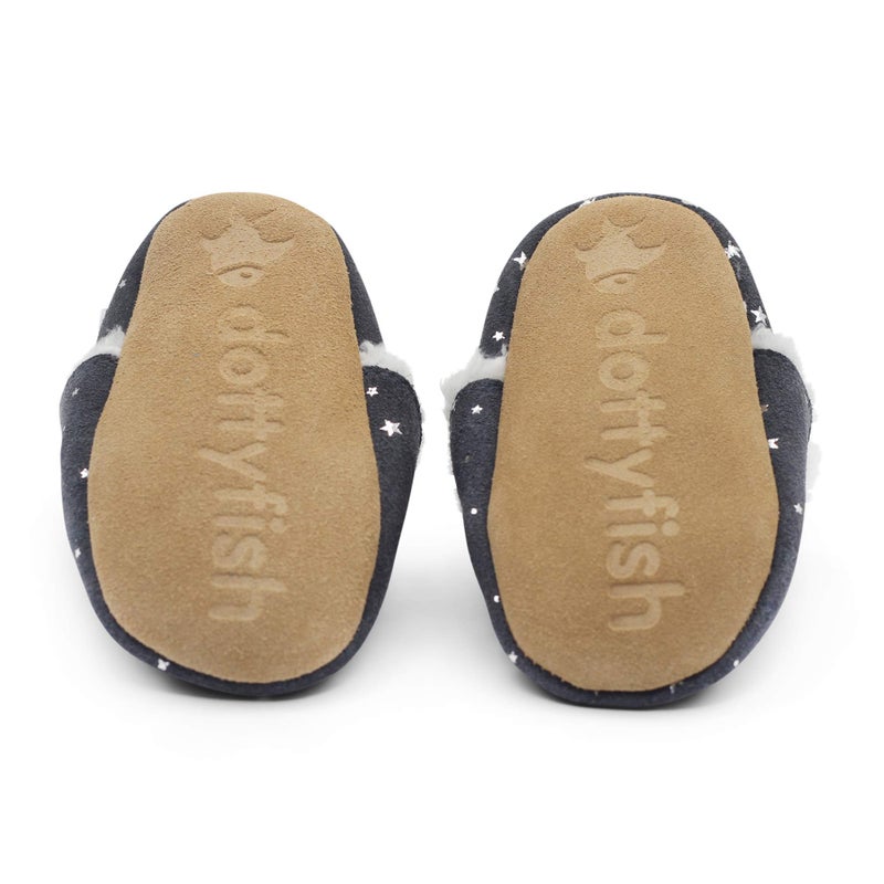 Dotty Fish Toddler Suede Slippers. Silver Stars. 18-24 Months - Image 5